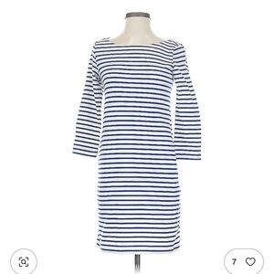 Cute Uniqlo boat neck blue and white stripe dress
